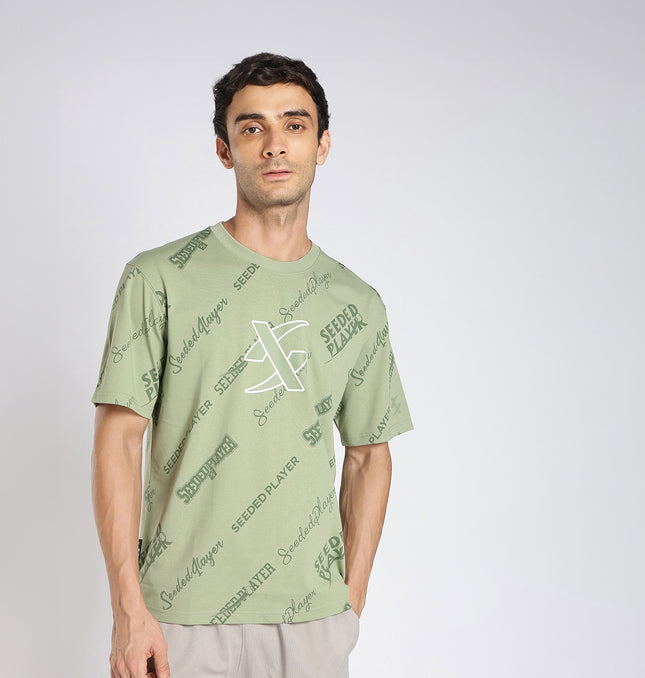 Xtep Men’s Comfort Printed T-Shirt – Retro Comfort Everyday Style - Green / M