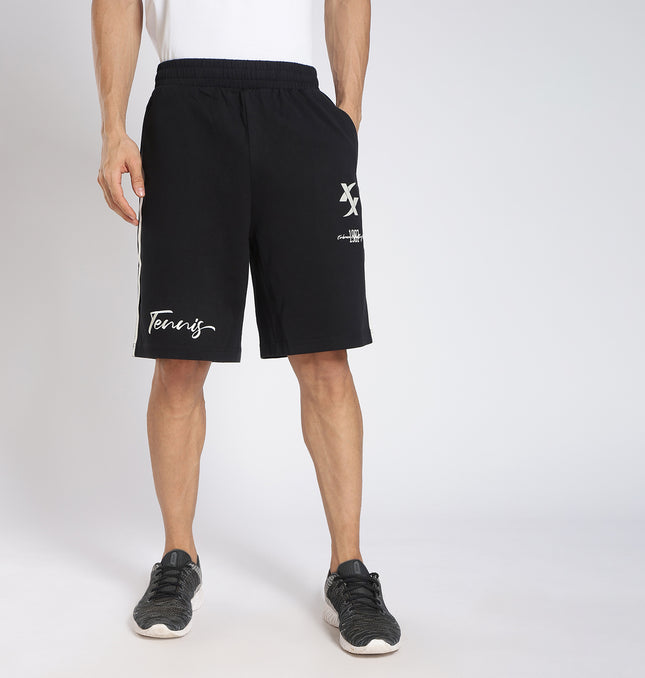 Xtep Men XDNA Printed Knitted Long Shorts - Black / S