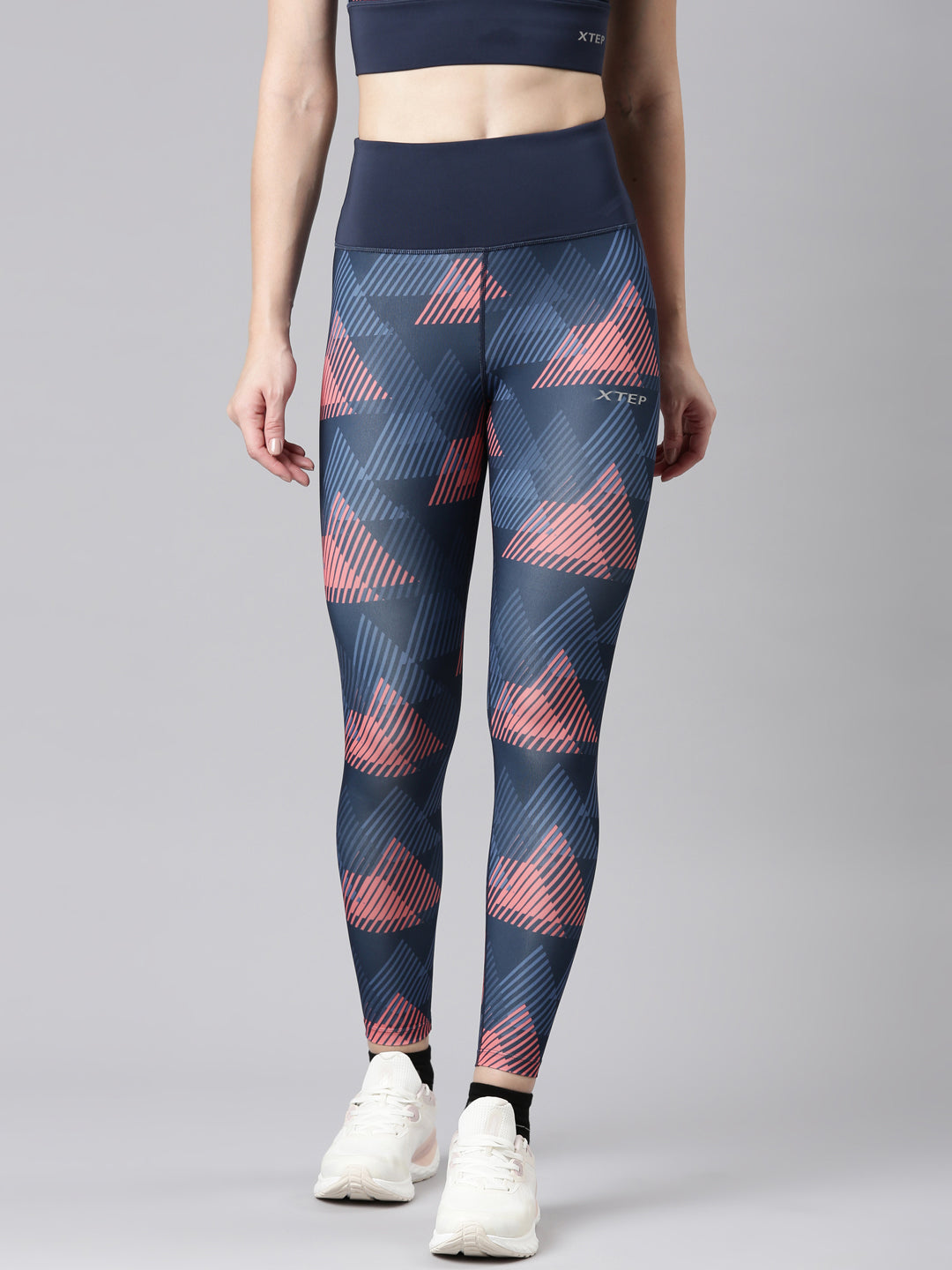 Xtep Women Training Athletic Leggings - Shade Blue King Kong Pink / S