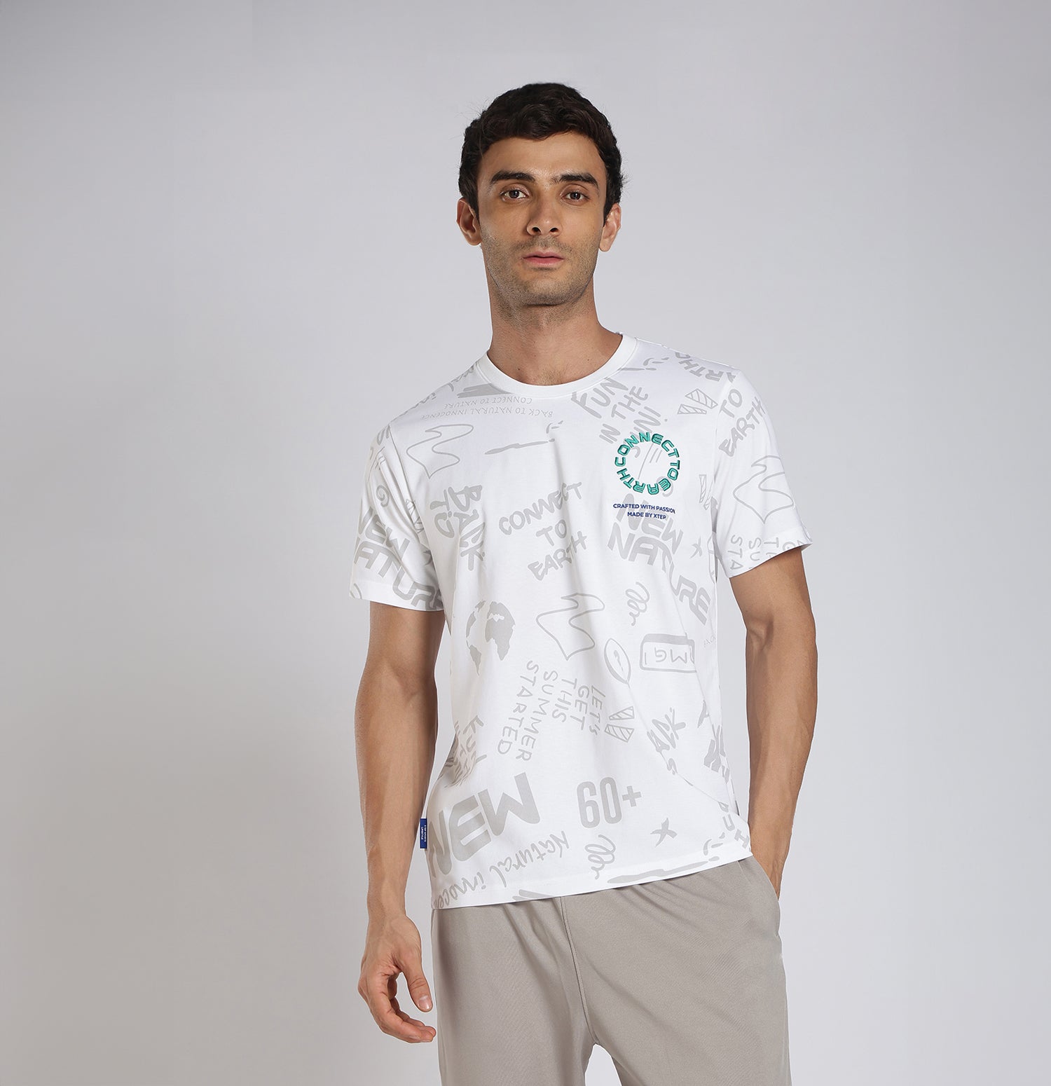 Xtep Men’s Active T-Shirt - Pearl White / S
