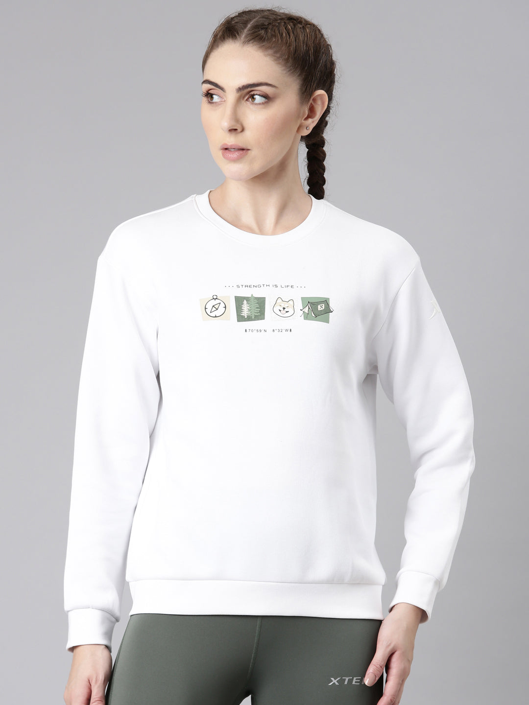 Xtep Xtep-Comfort Women Sweatshirt - Pearl White Black / XS