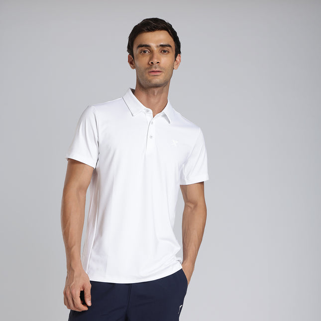 Xtep Men’s Training Polo T-Shirt – Breathable Quick-Dry - Pearl White / M
