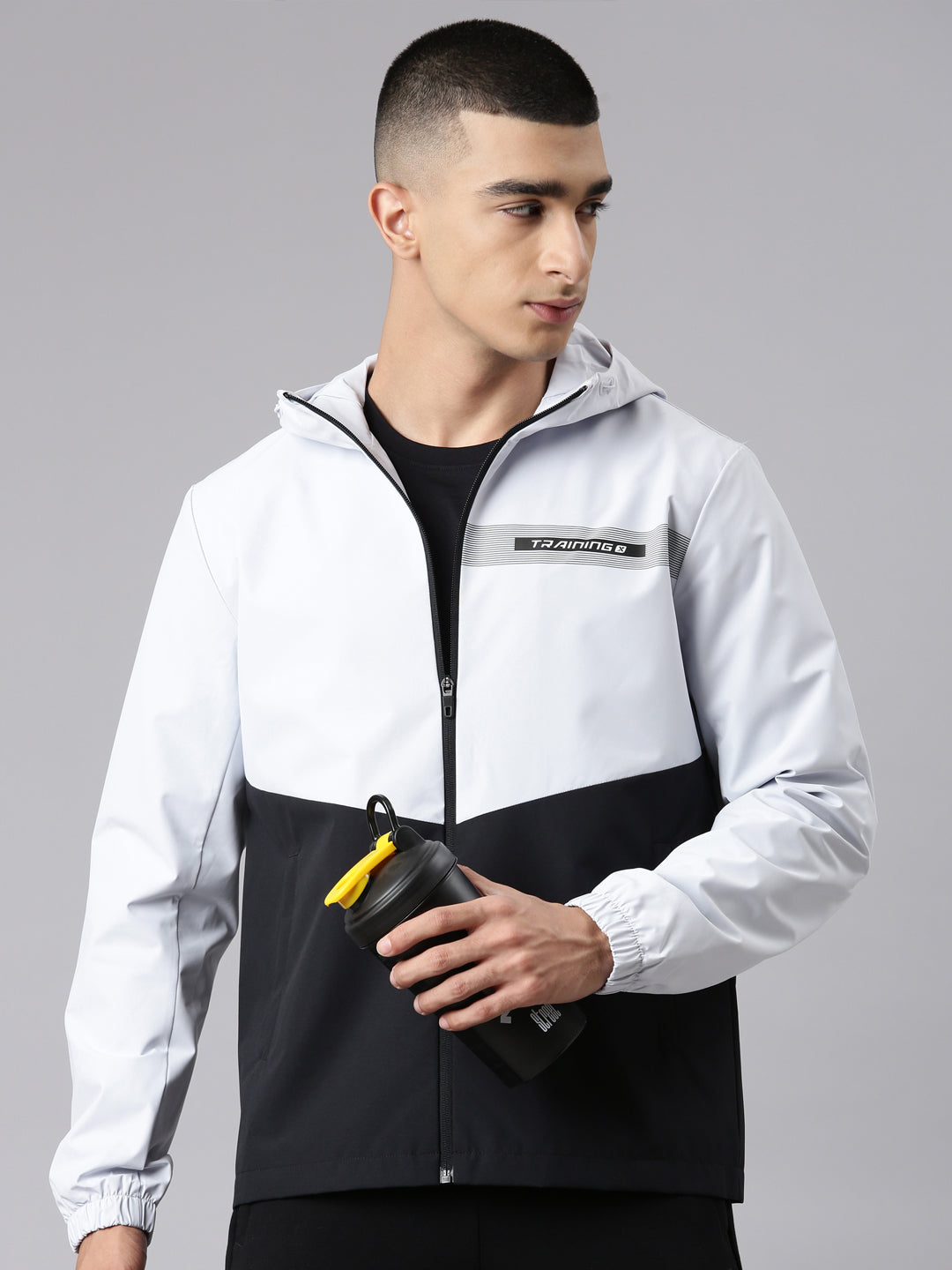 Xtep Men Training Double-layer Windbreaker Black & Cream Grey