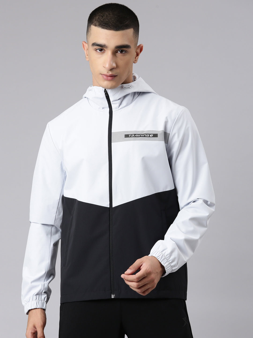 Xtep Men Training Double-layer Windbreaker Black & Cream Grey