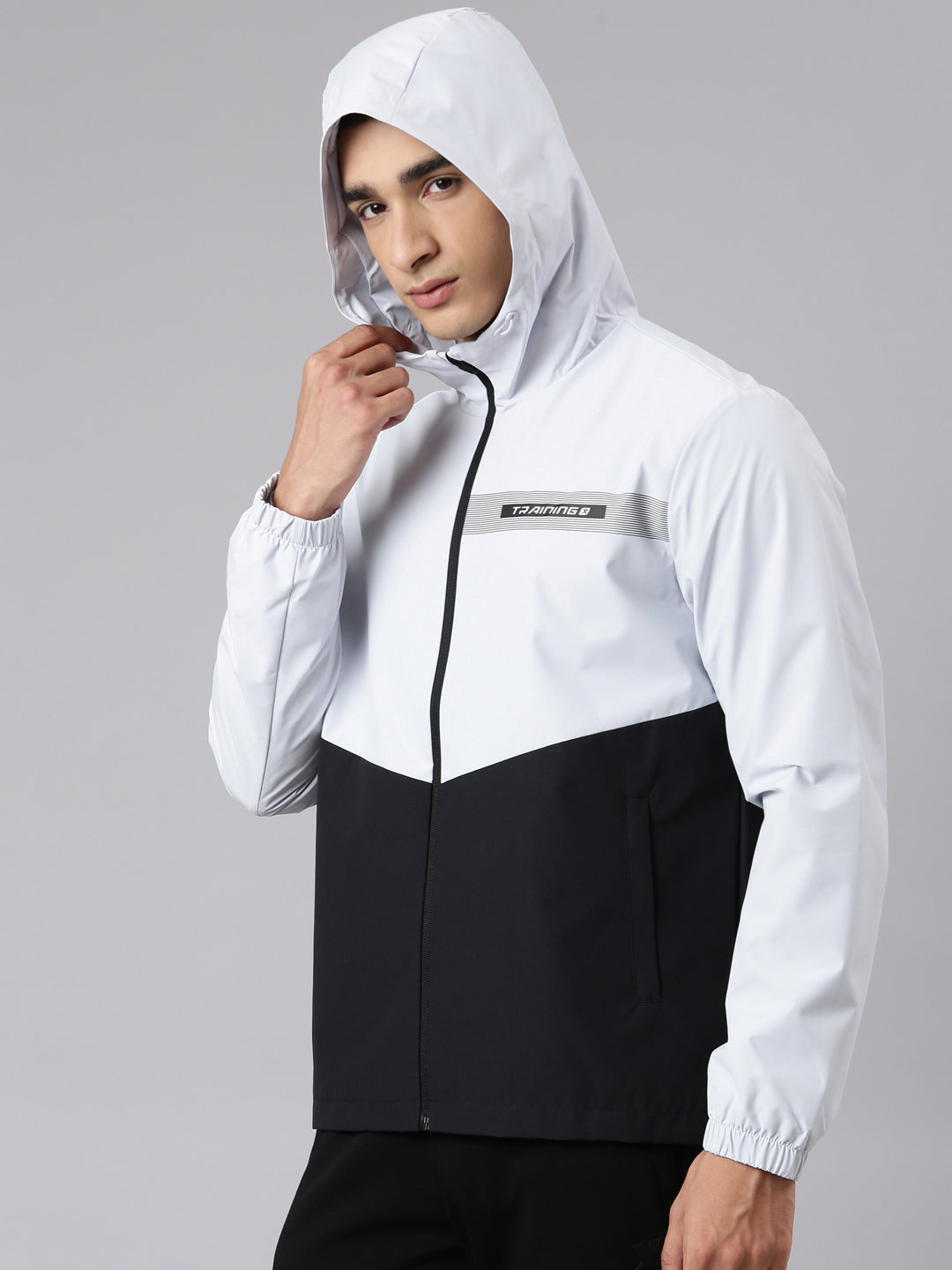 Xtep Men Training Double-layer Windbreaker Black & Cream Grey