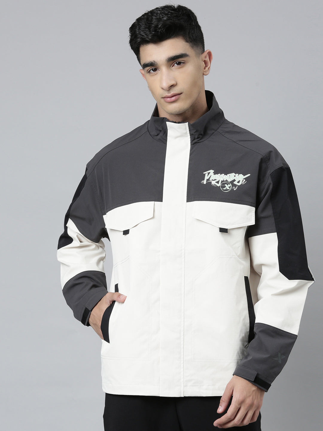 Xtep Colourblocked Double Layer Windbreaker Jacket - Cotton White / XS