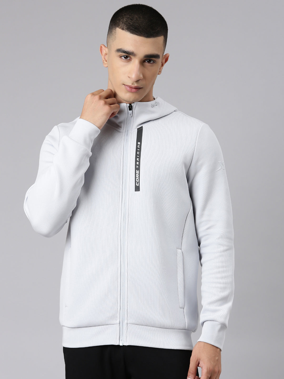 Xtep Cotton Hooded Sweatshirt - Cream Grey / XS