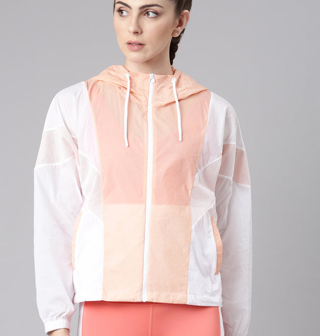 Xtep-Comfort Women Single-layer Windbreaker - Orange Pink/Pearl White / M