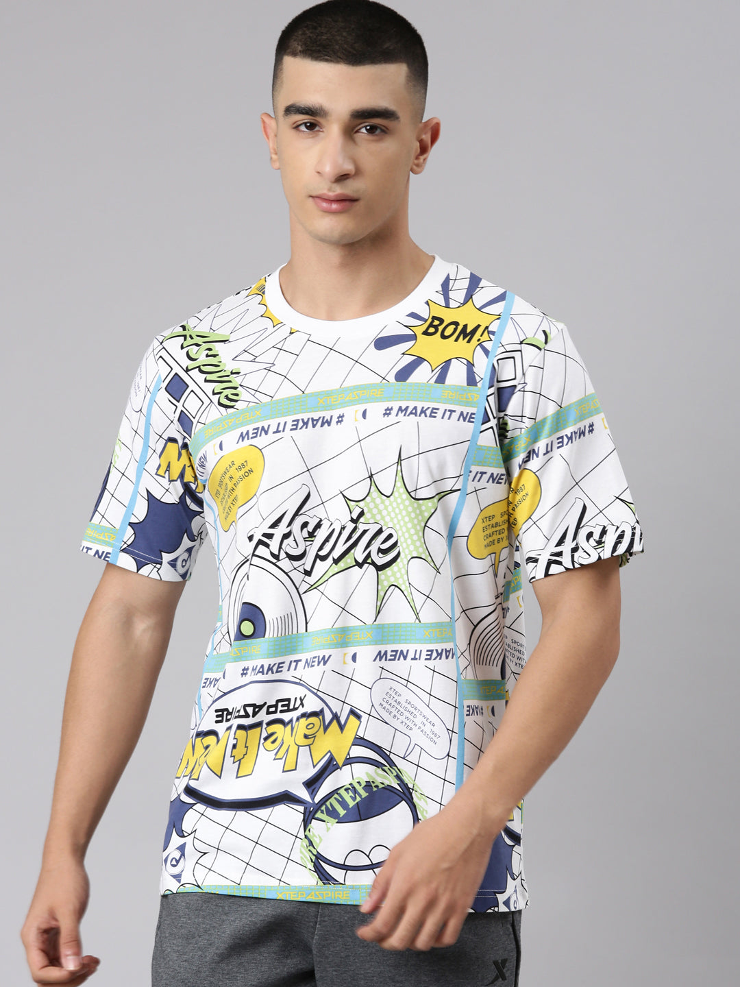 Xtep Men Active Short-sleeve T-shirt - Floral White / S