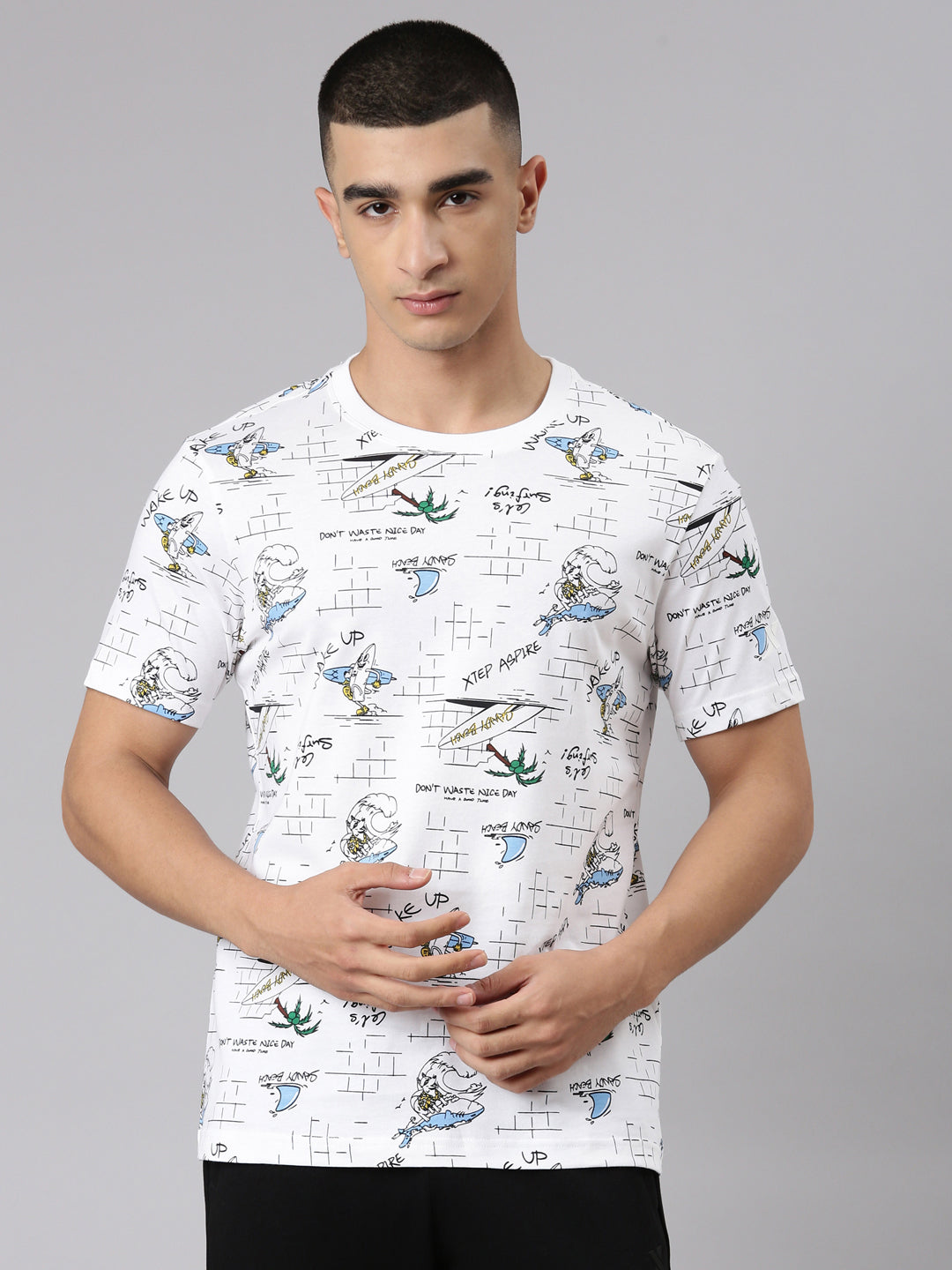 Xtep Men Active Short-sleeve T-shirt - Floral White / S