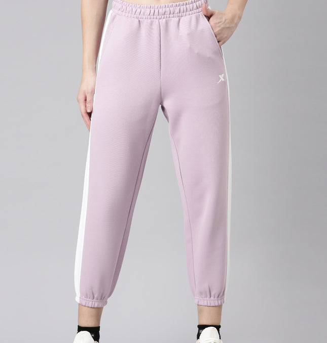 Xtep-Comfort Women Knitted 7/8 Pants - Light Bright Purple Pearl White / XS