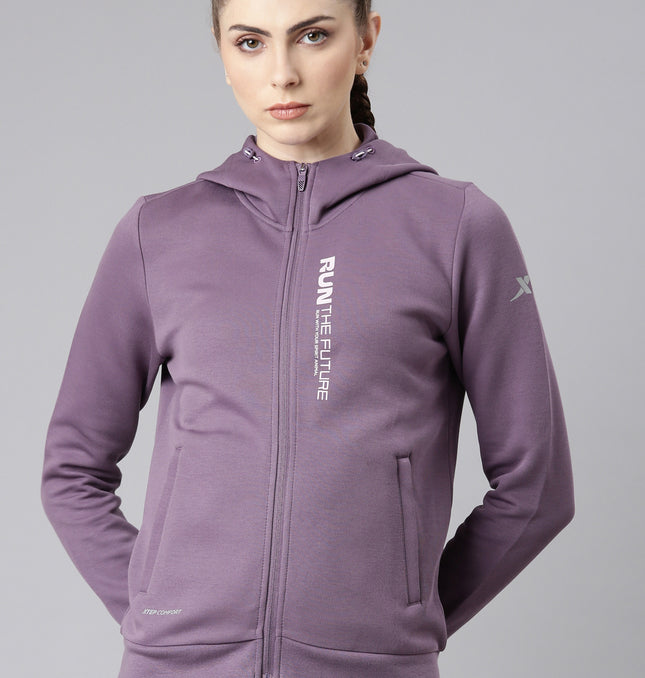 Xtep-Comfort Women Knitted Hoodie - Dark Greyish Purple / S