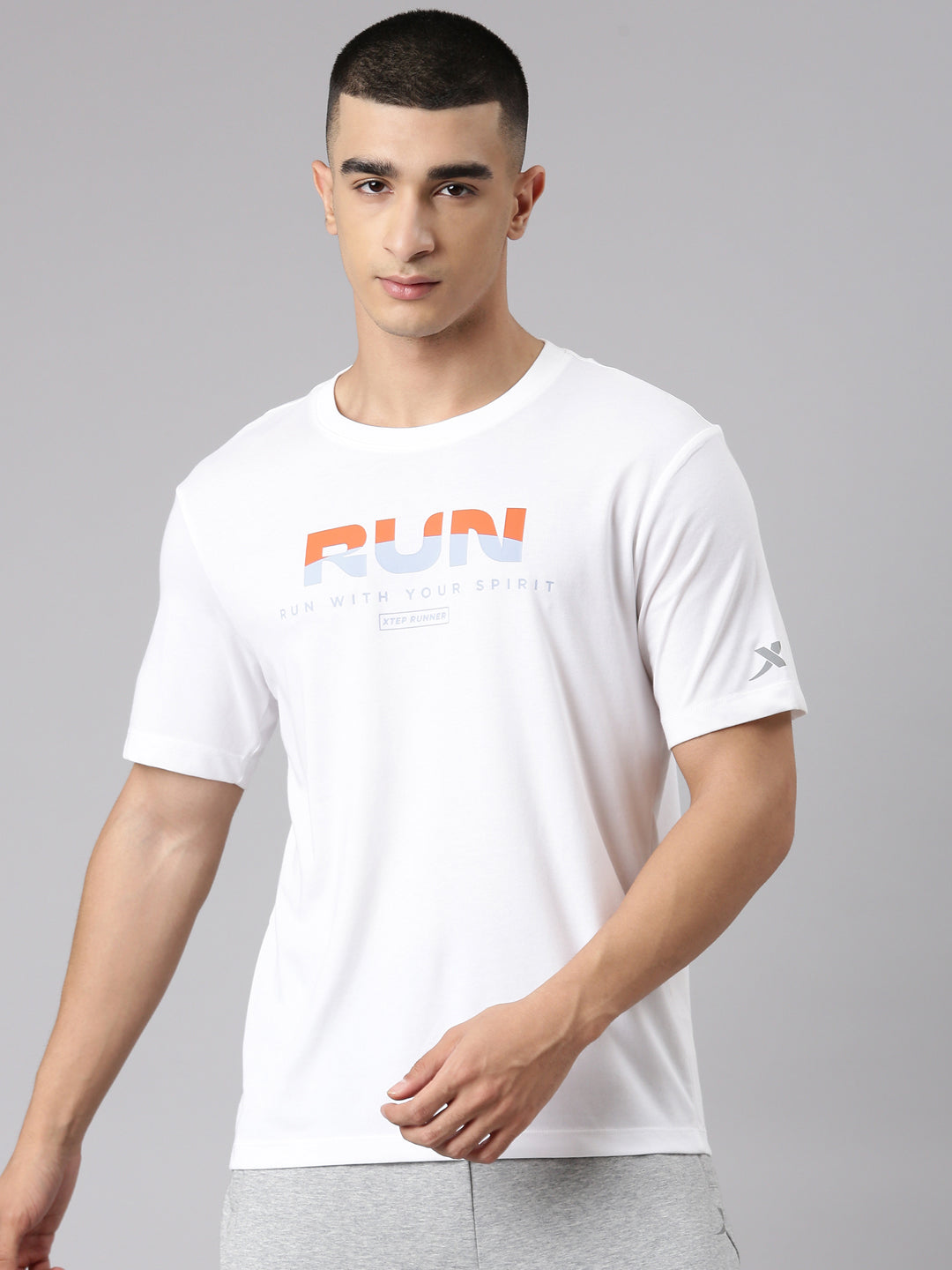 Xtep Men Running T-Shirt - Pearl White / S