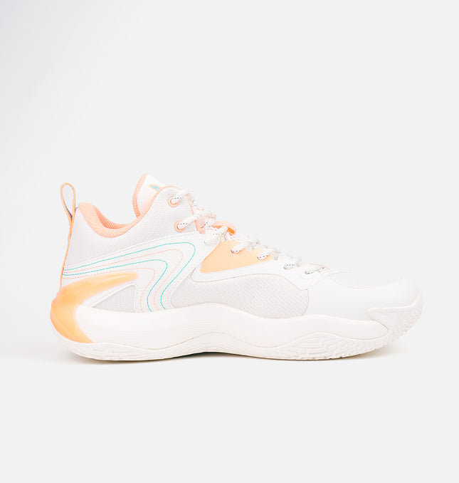 Xtep Men Dynamic Foam Basketball Shoes - Canvas White/Neon Apricot / 40