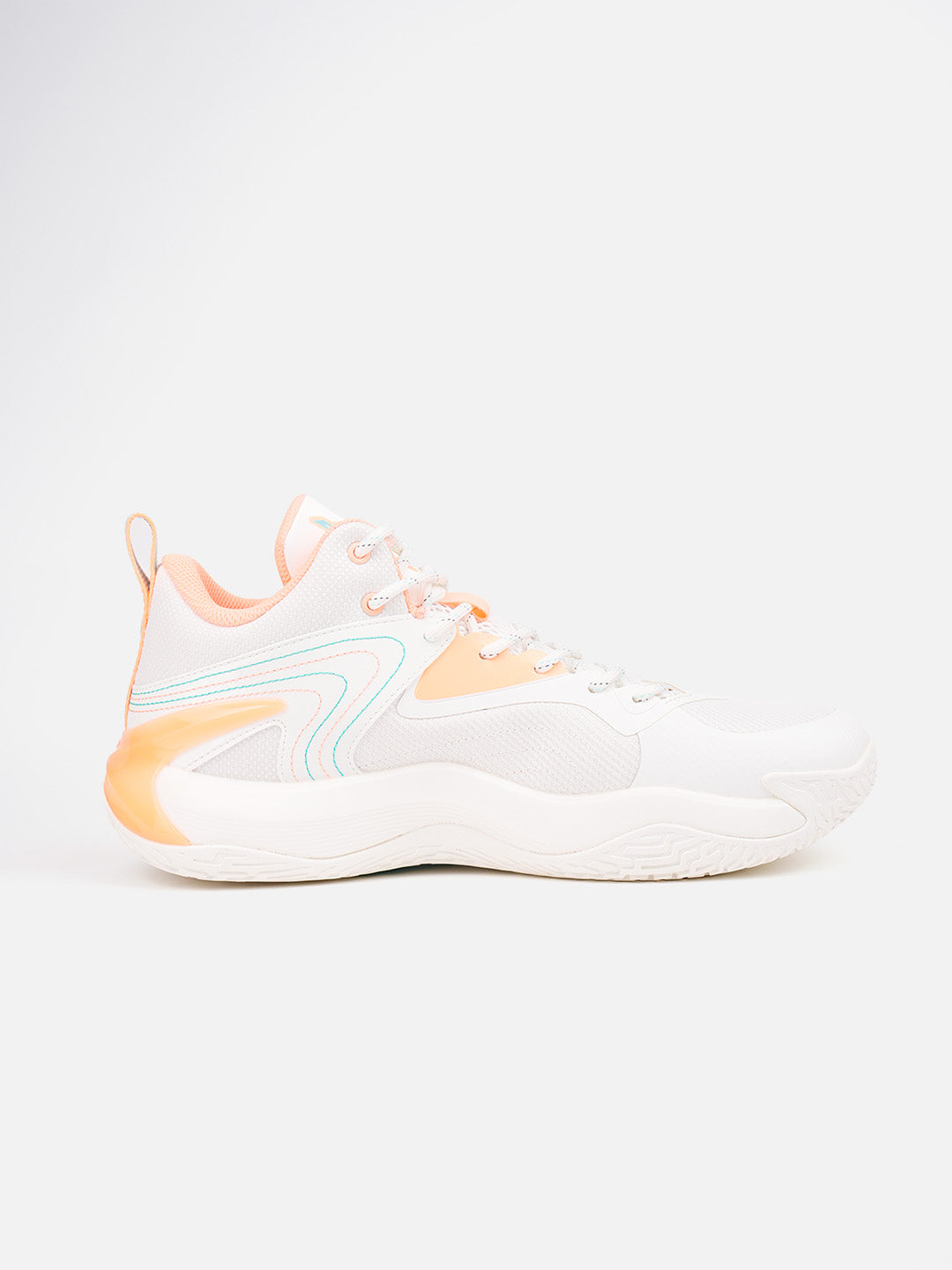 Xtep Men Dynamic Foam Basketball Shoes - Canvas White/Neon Apricot / 40