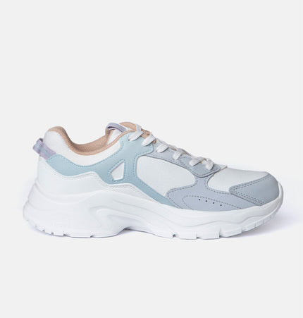 Xtep Women Colourblocked Sneakers - Canvas White / Moon Grey / Moon Grey / 35