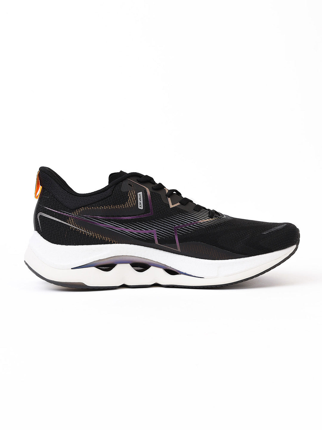 Xtep Men Ace Running Shoes - Black/Neon Apricot / 39