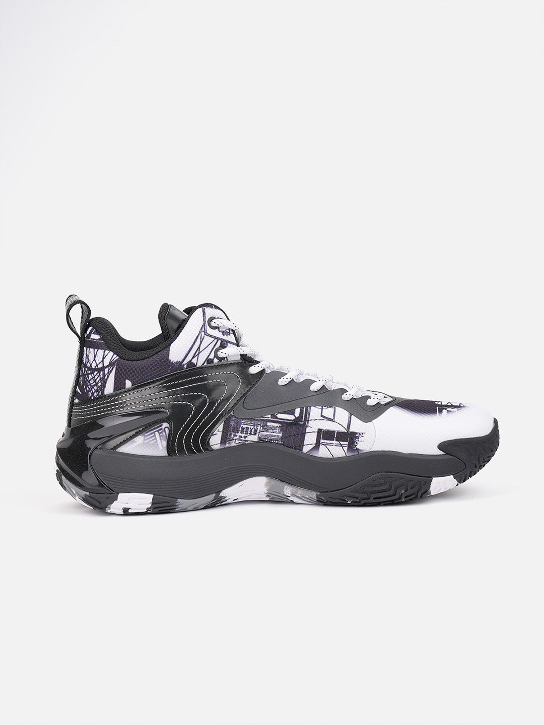 Xtep Men Dynamic Foam Basketball Shoes - Black/White/Gray / 40