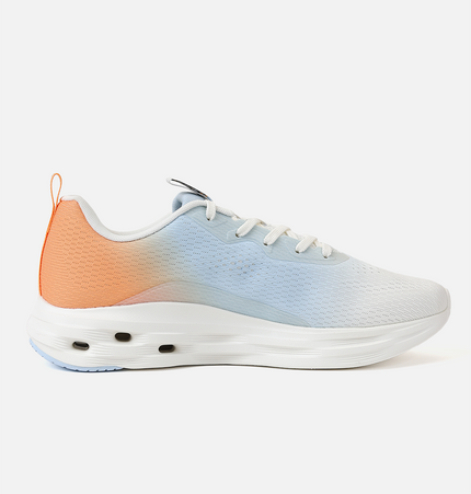 Xtep Men Reactive coil Running Shoes - Canvas White/Wavy Blue/Apricot / 40