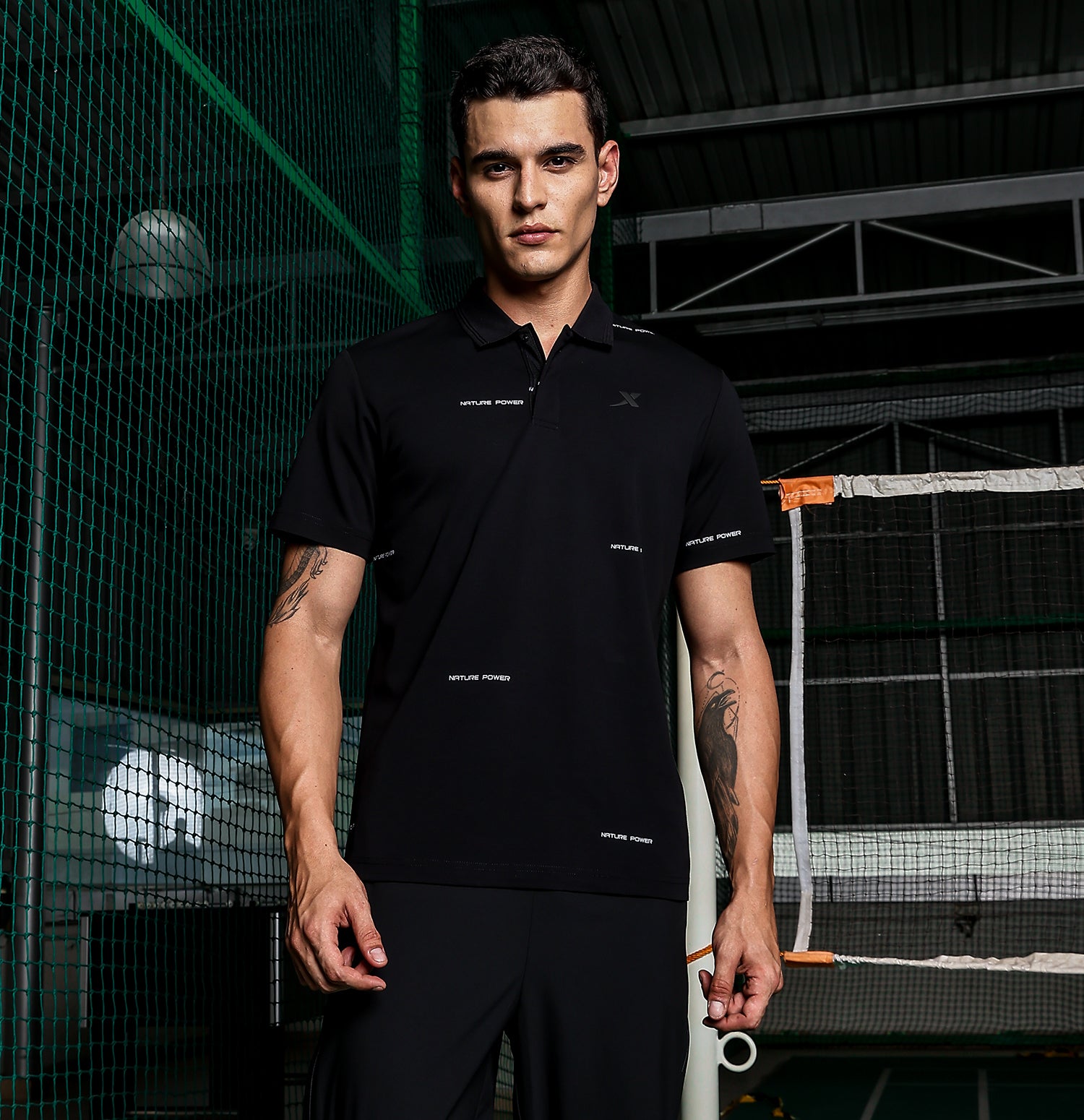 Xtep Men Roman Cotton Flannel Printed Polo T-Shirt