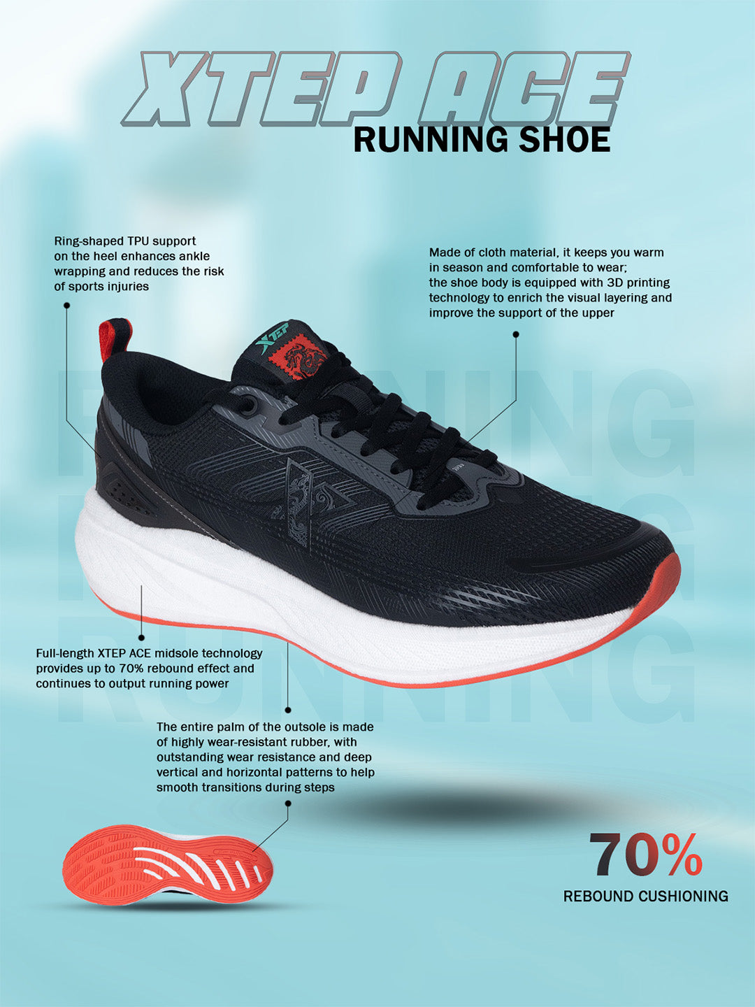 Xtep Men Ace Running Shoes