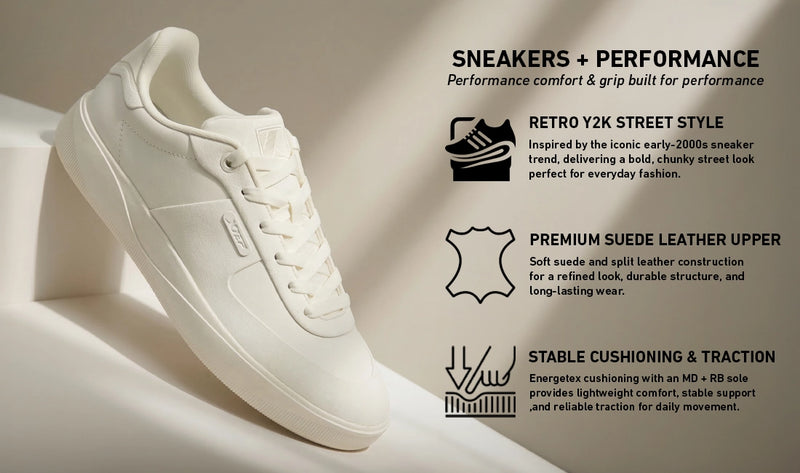 Split Suede Leather Sneakers - Canvas White