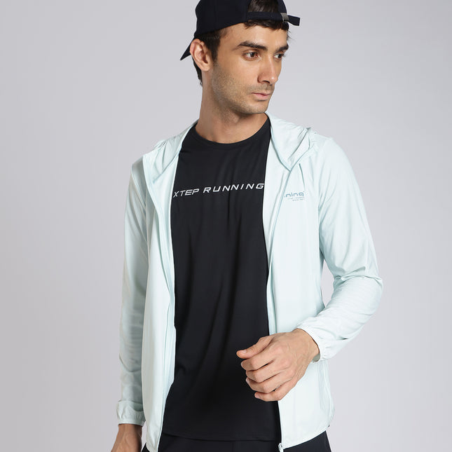 Xtep Men Smooth Touch Knitted Sports Hoodie - Clear Blue / XS