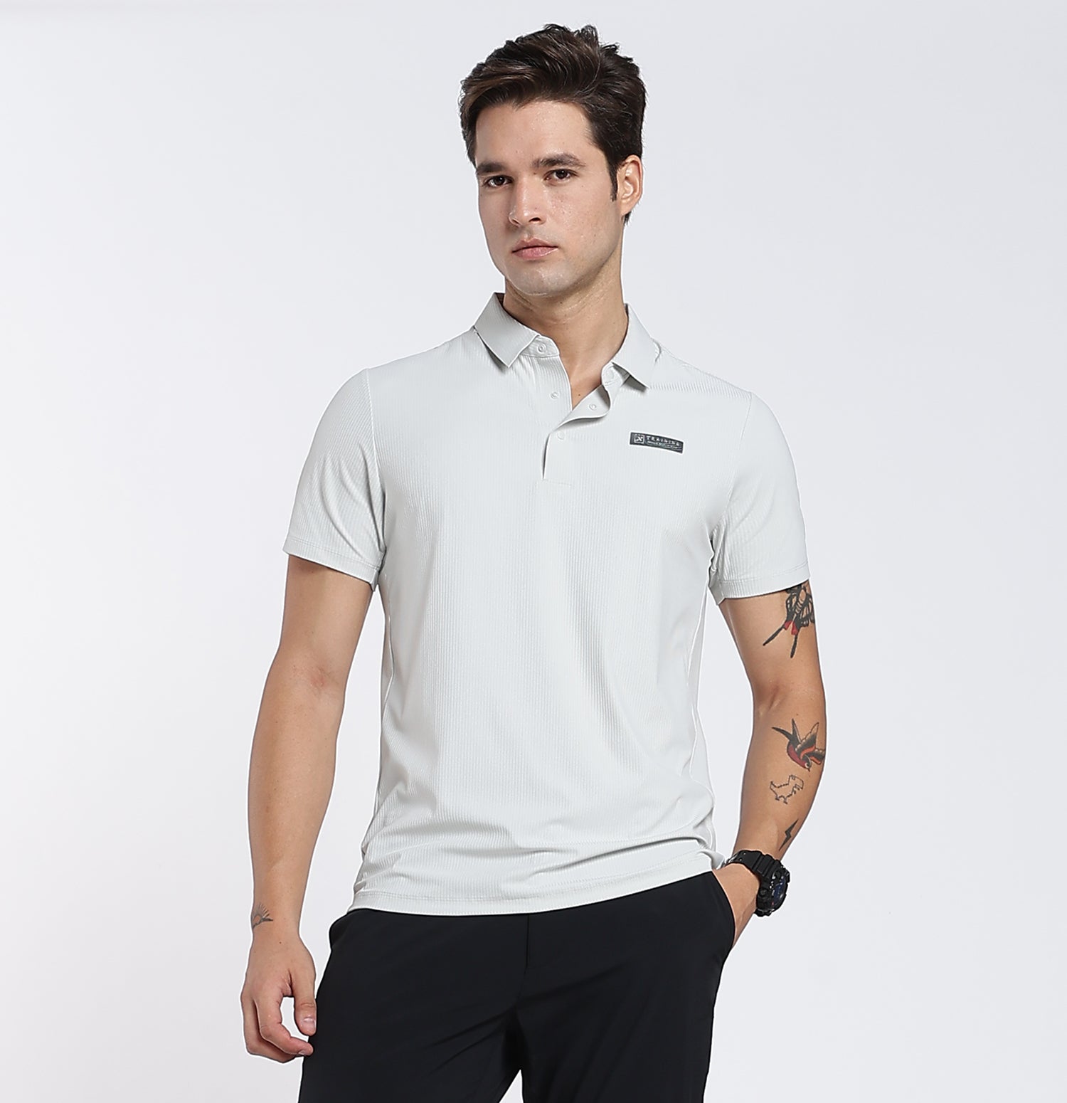 ActiveFlex Textured Polo T-Shirt - Grey